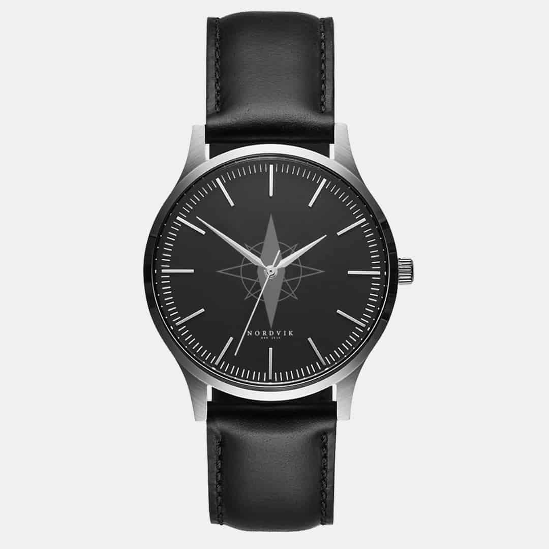 Nordivk watches silver black stainless steel watch